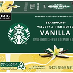 Starbucks Flavored Coffee K-Cup Pods, Vanilla Flavored Coffee, Made without Artificial Flavors, Keurig Genuine K-Cup Pods, 10 CT K-Cups/Box (Pack of 3 Boxes)