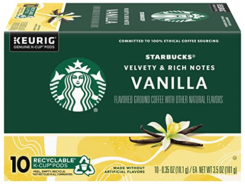 Starbucks Flavored Coffee K-Cup Pods, Vanilla Flavored Coffee, Made without Artificial Flavors, Keurig Genuine K-Cup Pods, 10 CT K-Cups/Box (Pack of 3 Boxes)