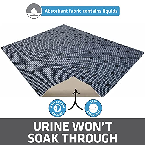 Drymate Original Cat Litter Mat, Contains Mess from Box for Cleaner Floors, Urine-Proof, Soft on Kitty Paws -Absorbent/Waterproof- Machine Washable, Durable (USA Made) (28”x36”)(GreyStripeBlackPaw)