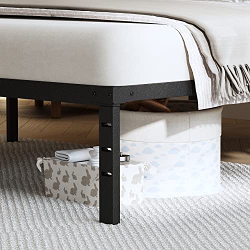 Hafenpo 14 Inch Queen Bed Frame - Durable Platform Bed Frame Non-Slip Metal Bed Frame No Box Spring Needed Heavy Duty California King Size Bed Frame Easy Assembly Strong Bearing Capacity