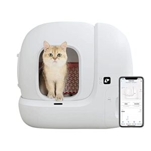petkit self cleaning cat litter box, puramax extra large automatic cat litter box for multiple cats, xsecure/odor removal/app control