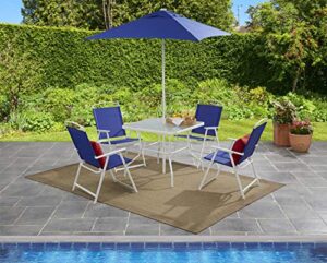 mainstays albany lane 6 piece outdoor patio. dining set (blue), 47.05 x 6.10 x 37.01 inches
