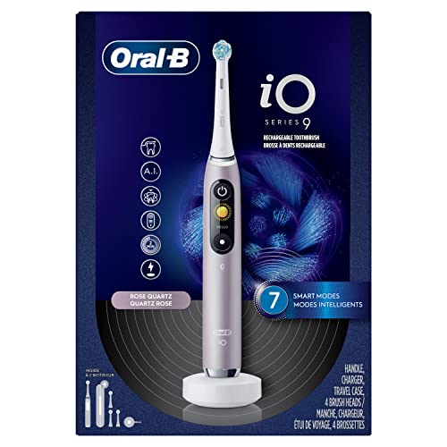 Oral-B iO Series 9 Electric Toothbrush with 3 Replacement Brush Heads, Rose Quartz