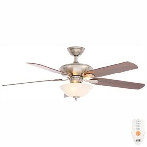 hampton bay 99913 flowe 52 in. led indoor brushed nickel ceiling fan with light kit