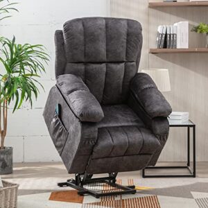 von racer lift chair lift chairs recliners for elderly lift chair with heat and massage recliner chair for living room power recliner with side pocket, usb charge port power lift recliner chair