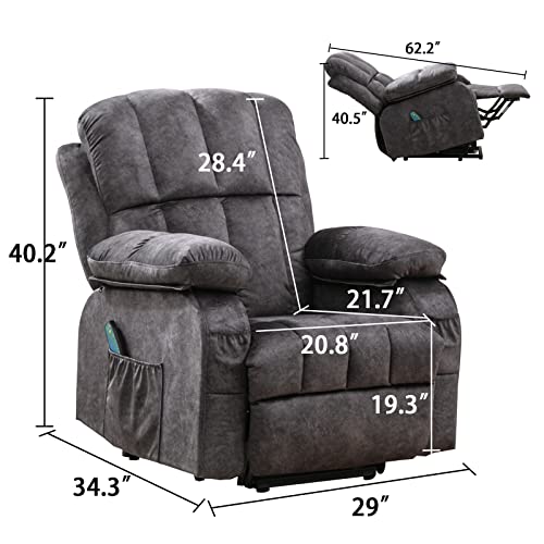 VON RACER Lift Chair Lift Chairs Recliners for Elderly Lift Chair with Heat and Massage Recliner Chair for Living Room Power Recliner with Side Pocket, USB Charge Port Power Lift Recliner Chair