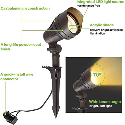 8 Pack Low Voltage LED Landscape Kits, 12V Pathway Flood Light Kits, 10W 390LM and 3W 150LM Wired for Outdoor Yard Lawn, Die-cast Aluminum, 50W and 30W Equivalent 15-Year Lifespan