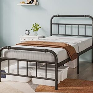 FSCHOS Twin-XL-Bed-Frames-with-Headboard & Footboard, 14 Inch High, Metal Platform XL-Twin-Bed-Frame, Premium Steel Heavy Duty Bed Frame No Box Spring Needed, Easy Assembly, Black