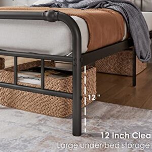 FSCHOS Twin-XL-Bed-Frames-with-Headboard & Footboard, 14 Inch High, Metal Platform XL-Twin-Bed-Frame, Premium Steel Heavy Duty Bed Frame No Box Spring Needed, Easy Assembly, Black