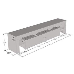 TV Stand Milano 200 / Modern LED TV Cabinet/Living Room Furniture/Tv Cabinet fit for up to 90-inch TV Screens/High Capacity Tv Console for Modern Living Room (White & White)