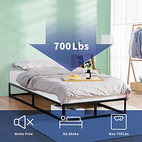 Olee Sleep 9 inch Modern Metal Platform Bed Frame / Steel Slats / Mattress Foundation / No Box Spring Needed, Queen