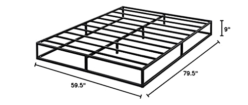 Olee Sleep 9 inch Modern Metal Platform Bed Frame / Steel Slats / Mattress Foundation / No Box Spring Needed, Queen