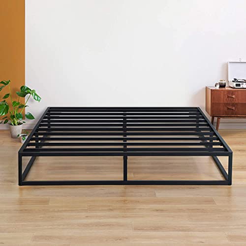 Olee Sleep 9 inch Modern Metal Platform Bed Frame / Steel Slats / Mattress Foundation / No Box Spring Needed, Queen