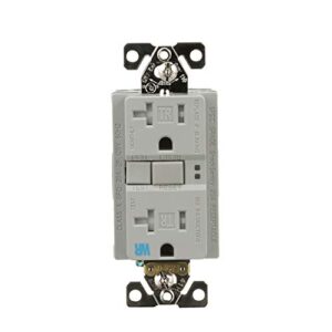 eaton gfci self-test 20a -125v tamper & weather resistant duplex receptacle with standard size wallplate, gray