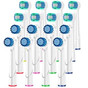 replacement toothbrush heads for oral b braun electric toothbrush – 16 pack compatible with oral b cross action/pro1000/9000/ 500/3000/8000 toothbrush.