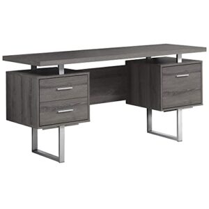 monarch specialties dark taupe reclaimed-look/silver metal office desk, 60-inch