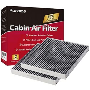puroma cabin air filter with activated carbon, replacement for cp157, cf12157, select lexus and toyota vehicles