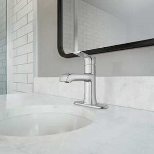 moen liso brushed nickel finish bathroom sink, 84540srn, faucet,deck plate included,spot resistant finish