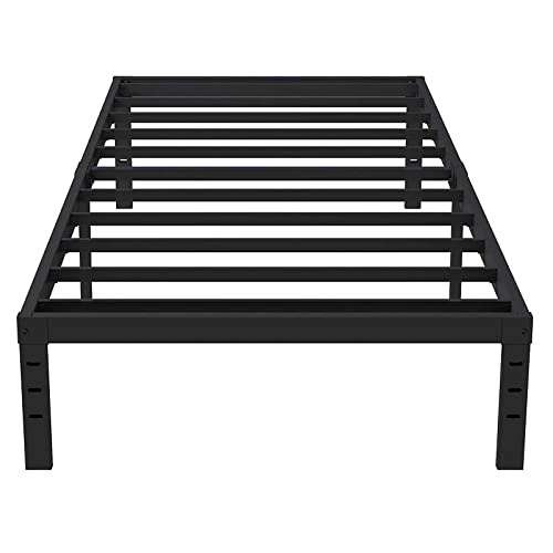 Eavesince Twin Bed Frames No Box Needed 18 Inch Tall Max 1000 Pound Heavy Duty Metal Twin Size Platform Easy Assembly Noise Free Black