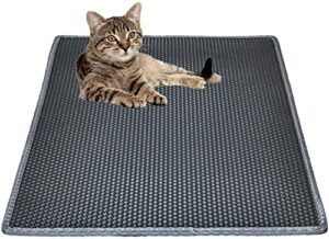 cat litter mat litter trapping mat, 30″ x 24″ inch honeycomb double layer design waterproof urine proof trapper mat for litter boxes, large size easy clean scatter control