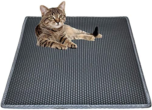 Cat Litter Mat Litter Trapping Mat, 30" X 24" Inch Honeycomb Double Layer Design Waterproof Urine Proof Trapper Mat for Litter Boxes, Large Size Easy Clean Scatter Control