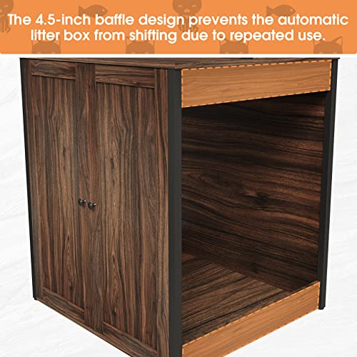 Large Cat Litter Box Enclosure Furniture for Self-Cleaning Cat Litter Box, Wood Cat Washroom Furniture with Shelves, Cat Cabinet for Smart Litter Box Size Less Than 30.7 x 28.3 x 26.0 Inch, Indoor