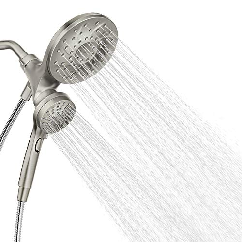 Moen Engage Magnetix Spot Resist Brushed Nickel Multi-Function Handshower and Rainfall Shower Head Trim Combo with Shower Handle, Tub Spout, Metal Hose and Valve, 82304SRN