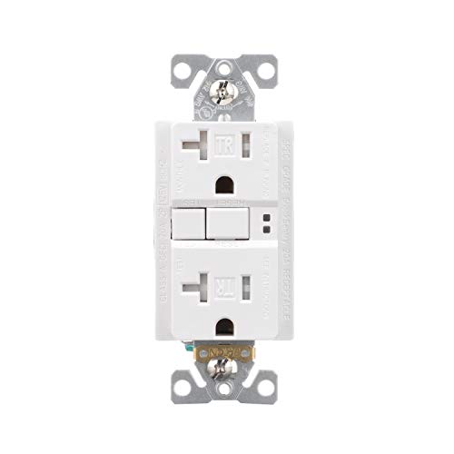 Eaton TRSGF20W Wiring GFCI Self-Test 20A -125V Tamper Resistant Duplex Receptacle with Standard Size Wallplate, White