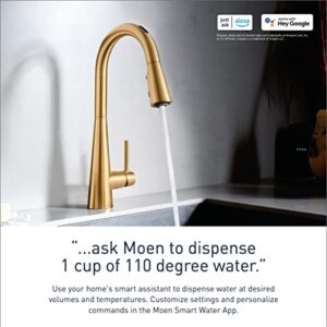 Moen Sleek Matte Black Smart Faucet Touchless Pull Down Sprayer Kitchen Faucet with Voice Control and Power Boost, 7594EVBL