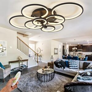 40.05inch modern led ceiling light, 8 rings ceiling light fixture,dimmable circle flush mount led ceiling light for bedroom , dining room, kitchen with remote (medium 8 ring/40.5×32.3×4.92in/106w)