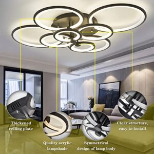 40.05inch Modern LED Ceiling Light, 8 Rings Ceiling Light Fixture,Dimmable Circle Flush Mount LED Ceiling Light for Bedroom , Dining Room, Kitchen with Remote (Medium 8 Ring/40.5x32.3x4.92in/106w)