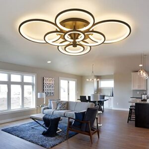 40.05inch Modern LED Ceiling Light, 8 Rings Ceiling Light Fixture,Dimmable Circle Flush Mount LED Ceiling Light for Bedroom , Dining Room, Kitchen with Remote (Medium 8 Ring/40.5x32.3x4.92in/106w)