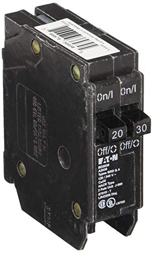 EATON BD2030 Type Bd Twin Circuit Breaker, 120 Vac, 20/30 A, 1 P, 10 Ka