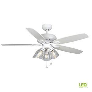 Hampton Bay Rockport 52 in. LED Matte White LED Ceiling Fan with Light kit