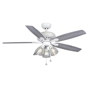 Hampton Bay Rockport 52 in. LED Matte White LED Ceiling Fan with Light kit