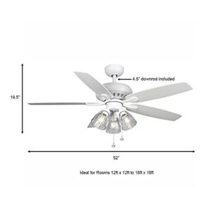 Hampton Bay Rockport 52 in. LED Matte White LED Ceiling Fan with Light kit