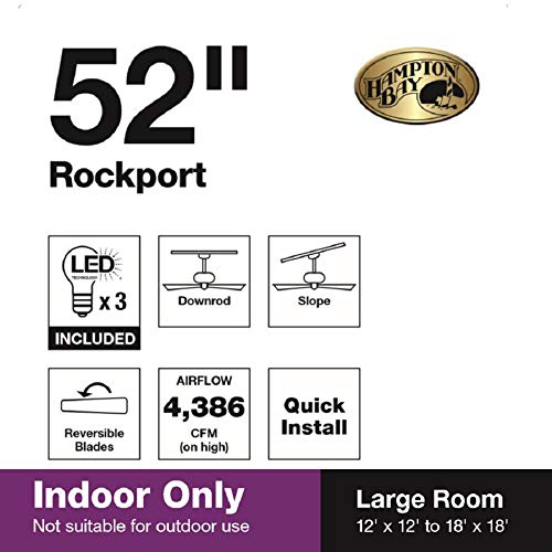 Hampton Bay Rockport 52 in. LED Matte White LED Ceiling Fan with Light kit