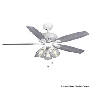 Hampton Bay Rockport 52 in. LED Matte White LED Ceiling Fan with Light kit