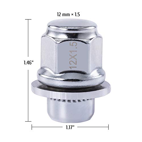 OMT M12x1.5 Lug Nuts, 12x1.5mm Wheel Lug Nuts Compatible with Toyota Avalon Camry Highlander Prius Sienna, Lexus IS300 LFA CT200h HS250h GS450h and More, Mag Lug Nut with Washer, Set of 20