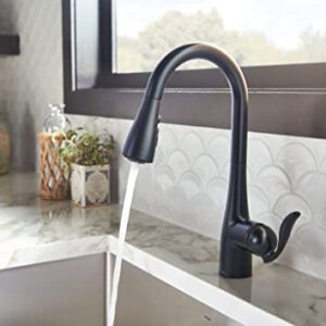 Moen Arbor Matte Black One-Handle Pulldown Kitchen Sink Faucet Featuring Power Boost and Reflex Docking System, Black Kitchen Faucet with Pull Down Sprayer, 7594BL