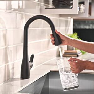 Moen Arbor Matte Black One-Handle Pulldown Kitchen Sink Faucet Featuring Power Boost and Reflex Docking System, Black Kitchen Faucet with Pull Down Sprayer, 7594BL