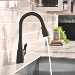 Moen Arbor Matte Black One-Handle Pulldown Kitchen Sink Faucet Featuring Power Boost and Reflex Docking System, Black Kitchen Faucet with Pull Down Sprayer, 7594BL