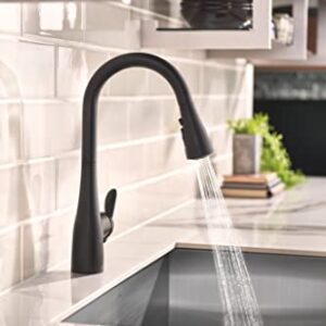 Moen Arbor Matte Black One-Handle Pulldown Kitchen Sink Faucet Featuring Power Boost and Reflex Docking System, Black Kitchen Faucet with Pull Down Sprayer, 7594BL