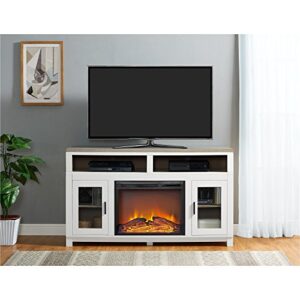 ameriwood home carver electric fireplace tv stand for tvs up to 60″ wide, white