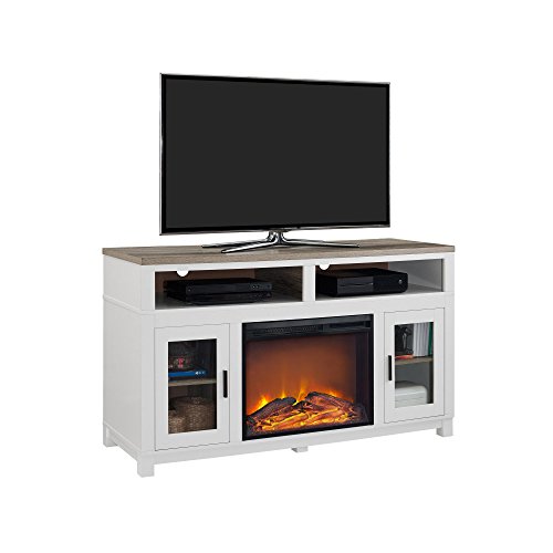 Ameriwood Home Carver Electric Fireplace TV Stand for TVs up to 60" Wide, White