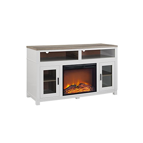 Ameriwood Home Carver Electric Fireplace TV Stand for TVs up to 60" Wide, White