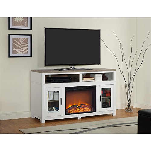 Ameriwood Home Carver Electric Fireplace TV Stand for TVs up to 60" Wide, White