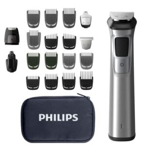 philips norelco multigroom men’s beard grooming kit with trimmer for head body, face -stainless steel with travel case