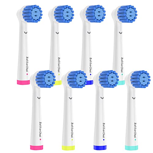 8 Pack Sensitive Gum Care Replacement Brush Heads Compatible with Oral b Braun Electric Toothbrush. Soft Bristle for Superior and Gentle Clean