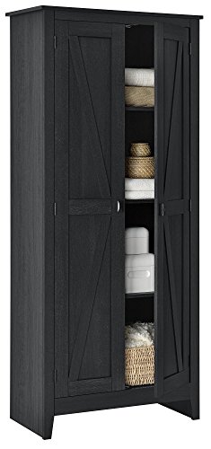 Ameriwood HOME SystemBuild Farmington 31.5 inch Wide Storage Cabinet, Black Oak